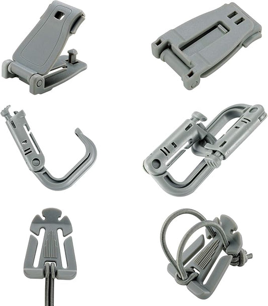 BOOSTEADY 36PCS Attachments for Tactical Backpack Vest Belt,D-Ring Grimloc Locking Gear Clip, Web Dominator Elastic Strings, Strap Management Tool Buckle,Hydration Tube Clips,Key Ring,MOLLE Bag