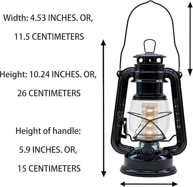 YAKii LED Vintage Lantern Metal Hanging Hurricane Lantern 12 LED Dimmer Switch Warm White Battery Operated Power Outage Indoor Camping Lighting Outdoor Brooklyn (Black 2 Pack)