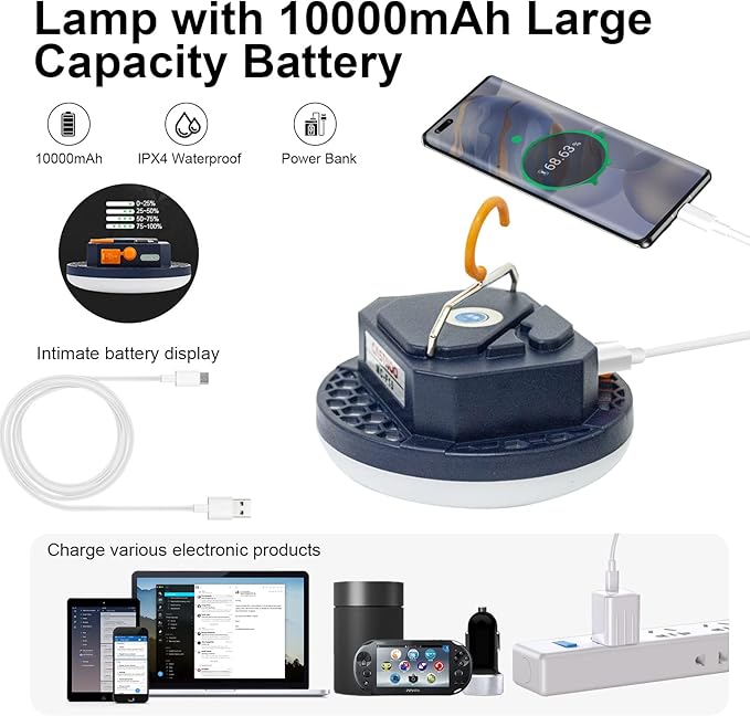 UV Flashlight Camping Light , IODOO 10000mAh 48 LED 395nm UV / 6500K Floodlight 3000LM White Light Pet Urine Detector for Dog/Cat Urine, Dry Stains, Bed Bug