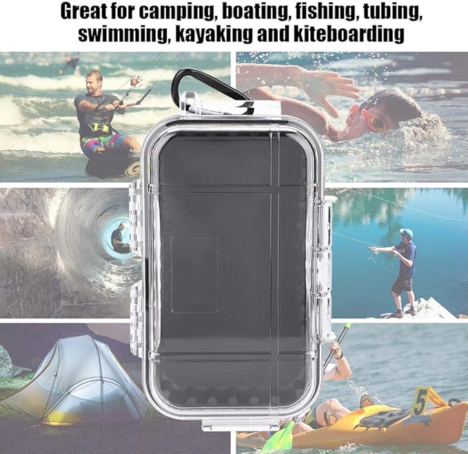 Plastic Waterproof Shockproof Box, Outdoor Survival Case, Floating Hard Shell Wet Dry Box, Marine Fishfinder Case - 4 Colors (Transparent)