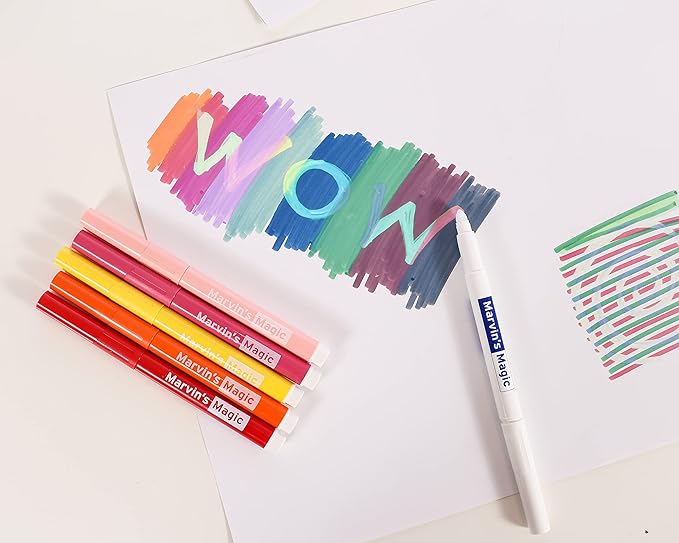 Marvin's Magic - 30 Amazing Magic Pens - Color Changing Magic Pen Art - Create 3D Lettering, Write Secret Messages - Stationery Supplies, Art Supplies for Kids, Coloring Markers and Kids Drawing Kit