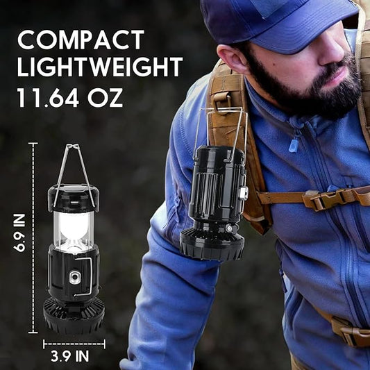 2024 Upgrade Solar Powered Camping Lantern with Fan - Stay Cool and Well-lit During Outdoor Adventures with This Versatile Lantern Featuring a Built-in Fan for Added Comfort.