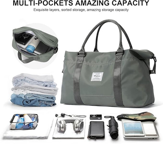 Travel Duffel Bag,Sports Tote Gym Bag,Shoulder Weekender Overnight Bag for Women