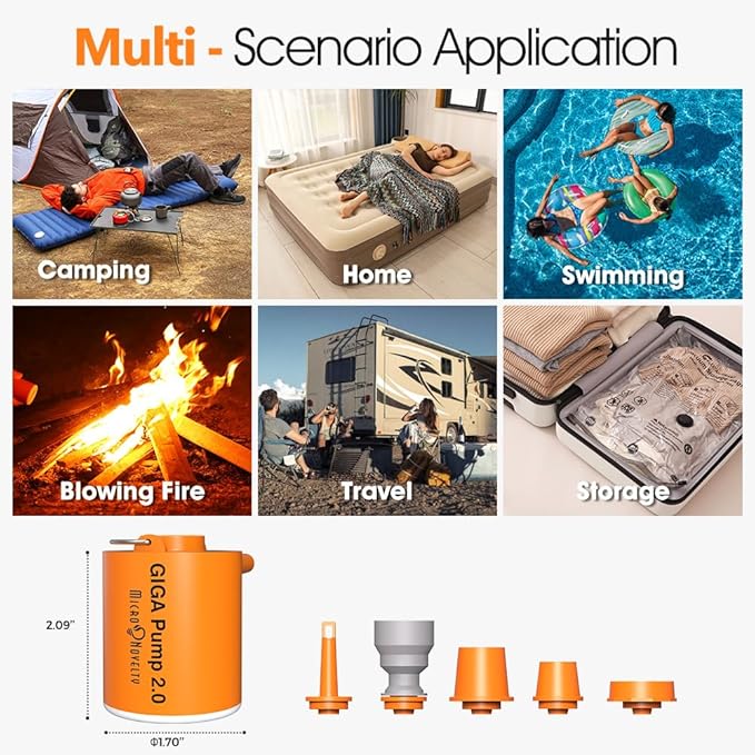 Electric Portable Air Pump, Ultra-Light 2.8oz Rechargeable Mini Air Pump for Camping Gear, Sleeping Pad, Inflatables, Air Mattress, Pool Toys – Mini Inflator/Deflator