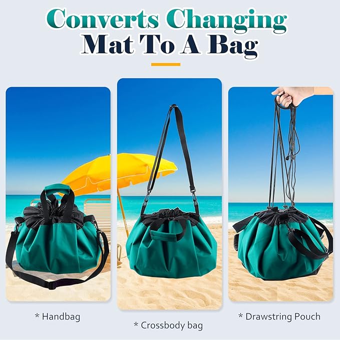 Wetsuit Change Mat, Portable Large Beach Dry Bag Waterproof Changing Mats with Shoulder and Handle Strap for Surfing