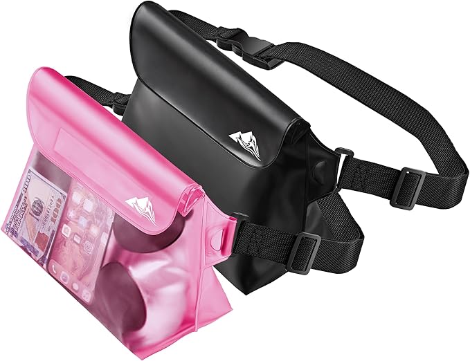 HEETA 2-Pack Waterproof Pouch with Waist Strap, Transparent Screen Touchable Dry Bag Bundled with 5-Pack Clear Waterproof Dry Bag, Water Tight Cases Pouch Dry Bags