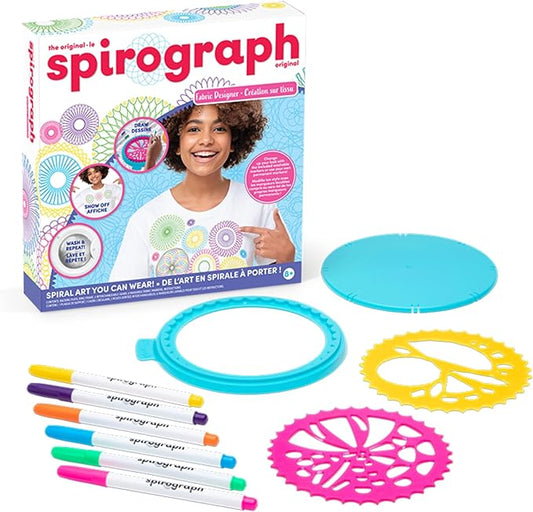 Spirograph Fabric Designer – Spiral Art You Can Wear, Arts and Crafts, Kids Toys, Art Supplies, Craft Supplies, Drawing Kit, Spiral Art, Classic Gear Design Kit, Fabric Pens, Ages 6+
