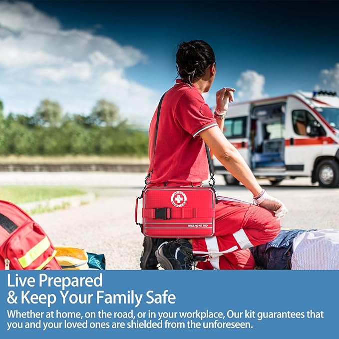 Comprehensive First Aid Kits, Premium Trauma Kit with Labeled Compartments for Home, Car, Travel, Camping, Vehicle, School, Tear-Resistant Medical Kit for Sports & Emergency Needs