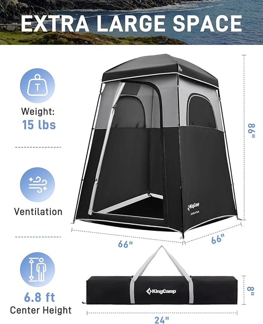 KingCamp Shower Tent, Portable Privacy Tent Outdoor Camping 1/2 Room Toilet Tents with Shower Bag & Dressing Room for Travel Beach Tailgate