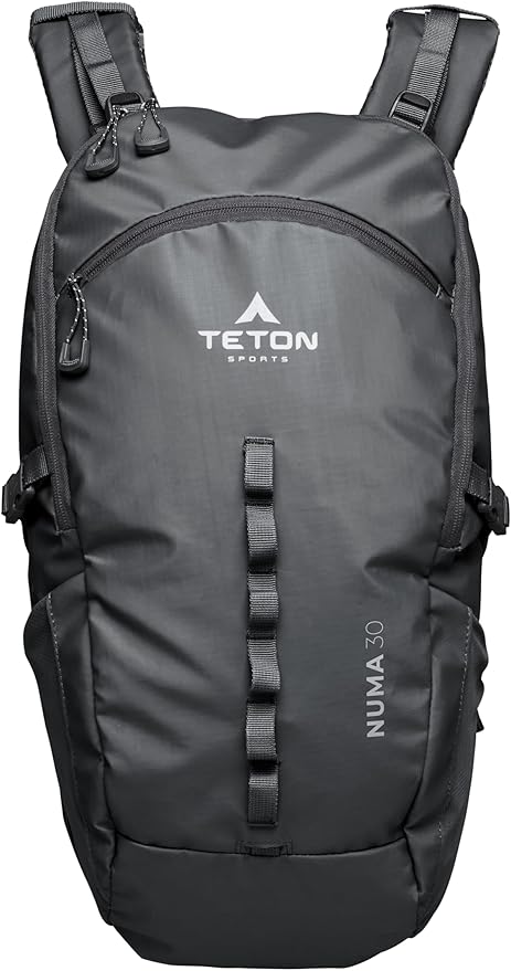 TETON Sports Numa backpack, sleek design, durable and ready for hiking, camping or backpacking. Lightweight with more room than you think. Perfect bugout bag. 30L, Onyx