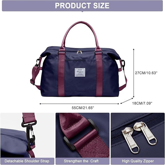 Travel Duffel Bag,Sports Tote Gym Bag,Shoulder Weekender Overnight Bag for Women
