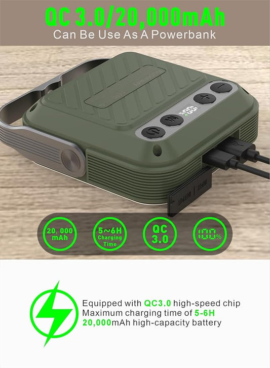 20000mAh Rechargeable LED Camping Lantern - 1600LM, QC3.0 22.5W, 4 - Color Switch, IPX5 Waterproof - Perfect for Camping, Hiking & Emergency Situations(Green)