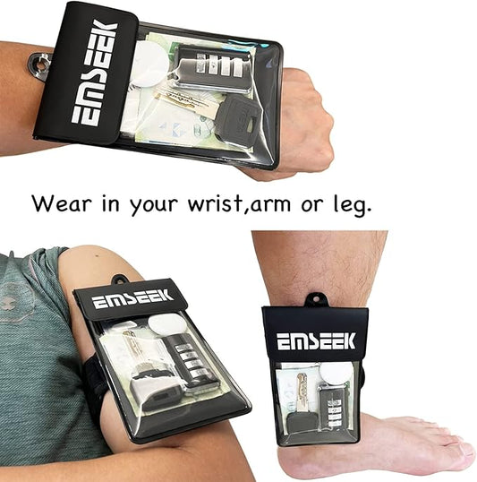 Armband Waterproof wallet Floating Surf Car Key Fob Case Beach dry bag ankle Waterproof Pouch Holder For GPS Key Money Credit Vaccine Card Driver License ID Badge (Blue)