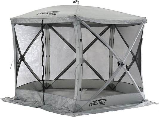 CLAM Quick Set Venture 9 x 9 Ft Portable Outdoor Camping Canopy Shelter, Gray + Clam Quick Set Screen Hub Gray Fabric, Accessory Only (6 Pack)
