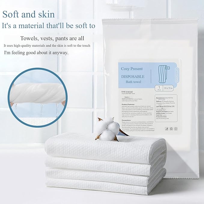 Disposable Kits 5p,Beach Vacation Essentials,Car Camping Essentials,Camping Shower,Disaster Emergency Supplies,Include Beach Towel, Slippers, Disposables Bath Towels, mats, Storage Bags