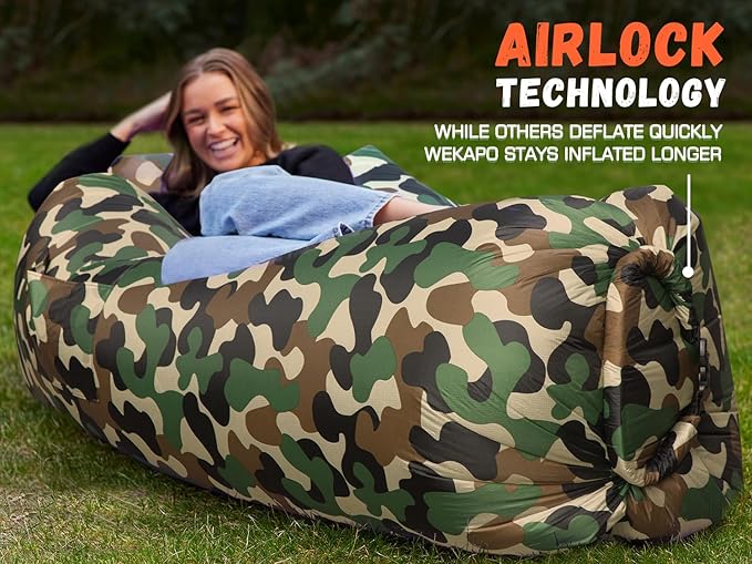 WEKAPO Inflatable Lounger Air Sofa Hammock-Portable,Water Proof& Anti-Air Leaking Design-Ideal Couch for Backyard Beach Traveling Camping Picnics & Music Festivals