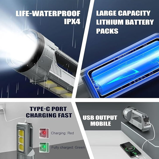 ErayLife Rechargeable LED Lantern, Camping Essentials, LED Flashlight Spotlight Lantern with 6 Light Modes, IPX4 Waterproof, Portable Bright Camping Light for Emergency, Outdoor Hiking, Power Outages