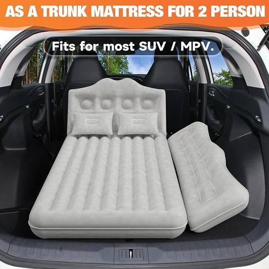 Car Air Mattress Bed: Inflatable Back Seat Air Mattress for SUV, Thick Camping Sleeping Pads with Pillows Air Pumps, Sedan, Truck, SUV, Grey