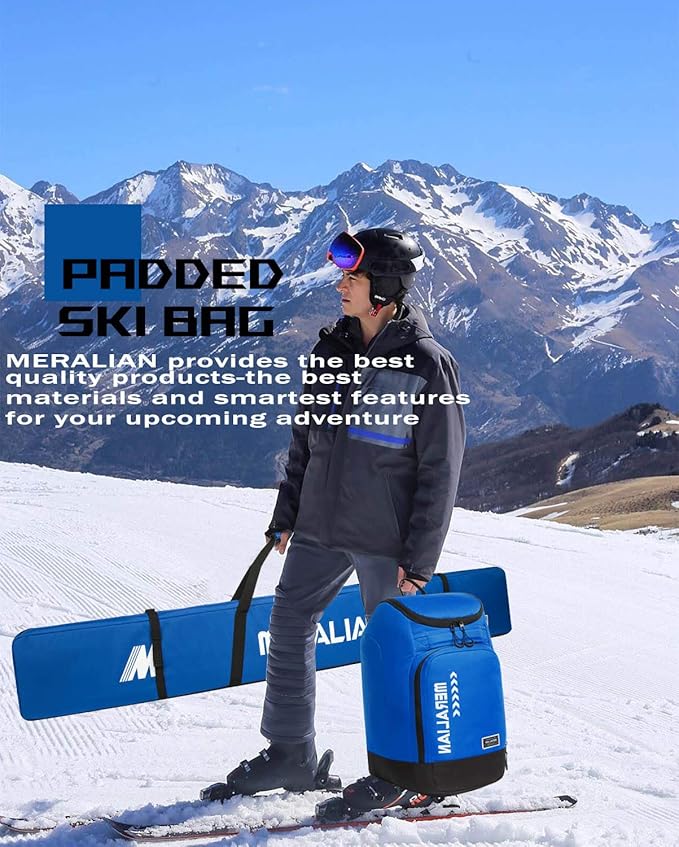 Padded Ski Bag,Waterproof Full Padded Single Ski Travel Bag with Adjustable Shoulder Strap.
