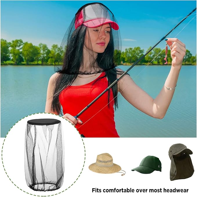 12 Pcs Mosquito Head Net Mesh Bug Face Netting Wearable Mesh Face Screen Shield for Outdoor Bugs Insect Midges Hiking Camping Walking