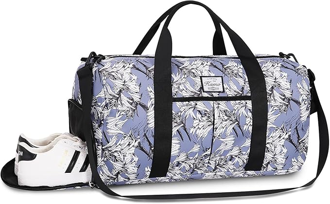 KAMO Travel Duffle Bag, Weekender Bags for Women with Shoe Compartment, Gym Bag for Women with Wet Pocket Workout Dance Tote Bag Personal Item Travel Bag with Trolley Sleeve