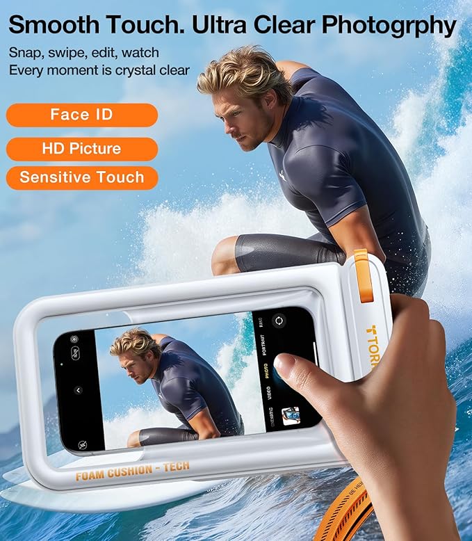 TORRAS IP68 Waterproof Phone Pouch Double Space, Floating Waterproof Phone Case with Lanyard for iPhone 16 Pro Max 15 14 13 S25 S24, Phone Dry Bag Vacation Cruise Ship Travel Essentials 7.0'', White