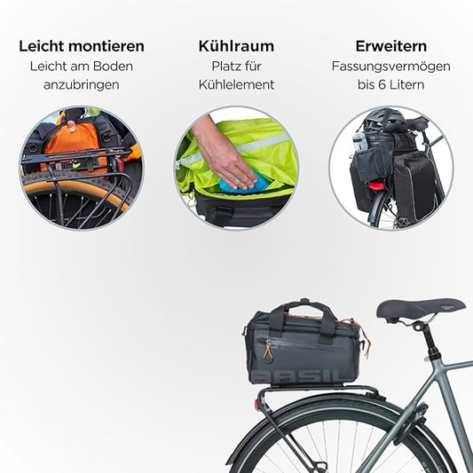 Basil Miles Tarpaulin trunkbag MIK, 7L, Black Orange