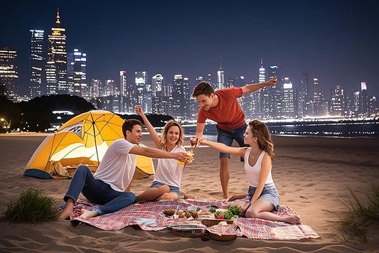 Wind Tour Family Outdoor Waterproof Durable Picnic Blankets with Carry Strap Foldable Sandproof Picnic Floor Mat for Kids Playground Camping Hiking Grass Travelling (1, Red-78.7 * 78.7 in)