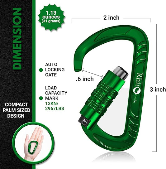 12kN (2697 lbs) Heavy Duty, Locking, Auto Locking, Wiregate Carabiner Clips, for Securing Pets, Outdoor, Camping, Hiking, Hammock, Dog Leash Harness, Keychains