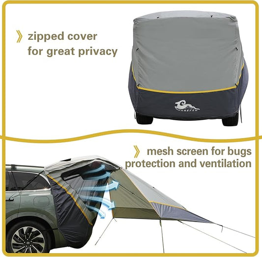 SUV Tent Car Awning, UPF 50++ with Portable Waterproof Storage Bag, Tear-Resistant, Large Space, Good Vision, Smooth Ventilation, Suitable for Outdoor Beach Camping Auto Canopy Shade…