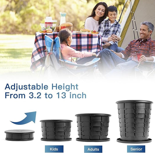 Portable Toilet Kit for Adults, Retractable Camping Toilet with Wearable Privacy Tent Outdoor Travel Toilet with Privacy Shelters Folding XL Potty with Adjustable Height for Hiking,Car,RV