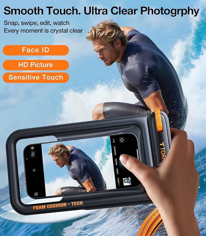 TORRAS IP68 Waterproof Phone Pouch Double Space, Floating Waterproof Phone Case with Lanyard for iPhone 16 Pro Max 15 14 13 S25 S24, Phone Dry Bag Vacation Cruise Ship Travel Essentials 7.0'', Black