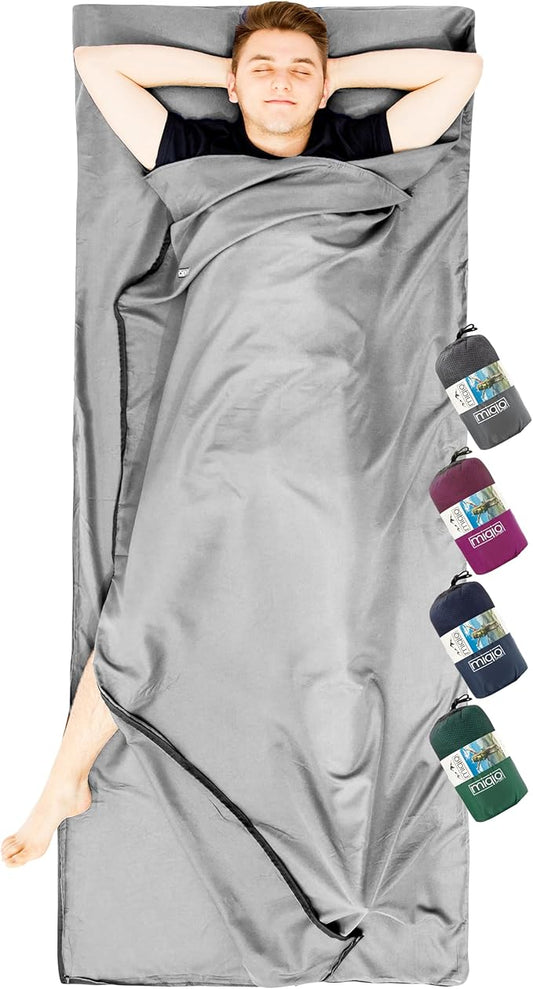 Sport 2-in-1 Sleeping Bag Liner and XL Sized Travel Sheet - Ultra Lightweight Sleep Liner Double Travel Bed Sheet - Inlett Inlay