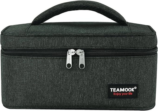 Small Lunch Bag Mini Lunch Box Insulated Portable for Adults Men Women Work with Handle En-large 5.8L Black