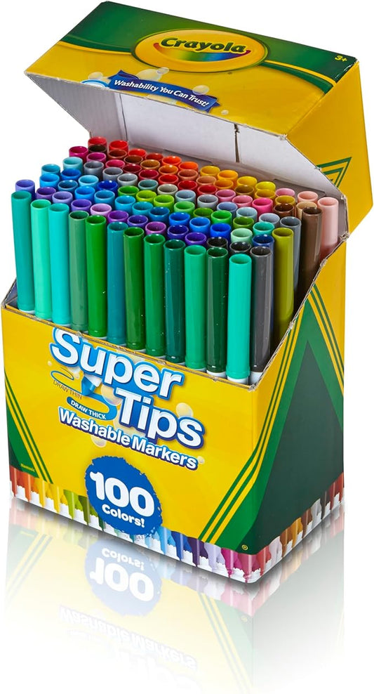 Crayola Super Tips Marker Set (100ct), Fine Point Washable Markers, Drawing Markers for Kids & Adults, Great for Thick & Thin Lines