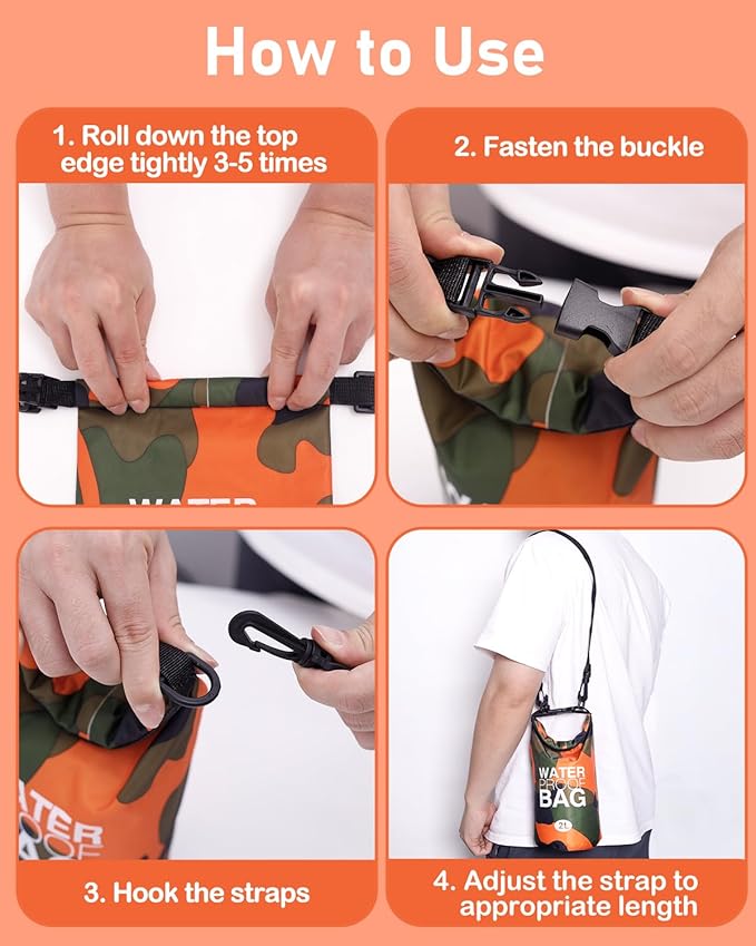 babygoal Waterproof Wet Bag and Dry Bag, Roll Top Waterproof 2L Backpack Sack for Travel,Swimming,Kayaking, Beach, Rafting, Boating, Hiking, Camping and Fishing