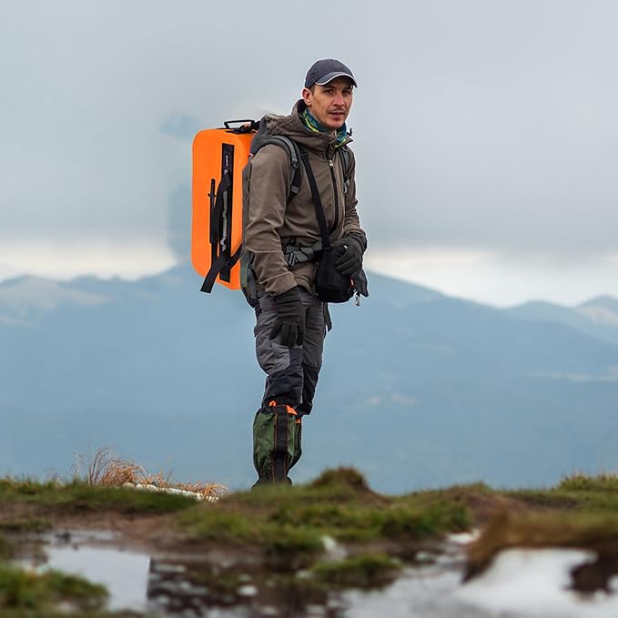 50L Waterproof Dry Duffle Bag Dry Backpack 840D TPU Heavy Duty Dry Bag,Rubber Airtight Zipper, for Kayaking,Boating,Motorcycling,Camping,Rafting,Surfing, Swimming,Fishing,Orange