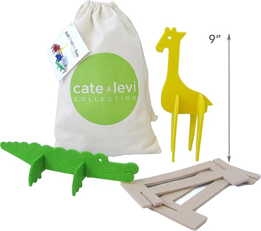 Cate and Levi Zoo Travel Toy for Kids - 3D Felt Craft Kit Puzzle Games for Kids - Learning Educational Toys for Toddler Imaginative Games Play Creative Thinking Suitable for Ages 1 to 5 Years