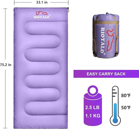 3 Season Ultralight Backpacking Sleeping Bag | Cool/Warm Weather Lightweight Camping Sleeping Bags for Adult | Compact Hiking Sleeping Bags with Compression Sack in Rectangular - 75 X 33 in