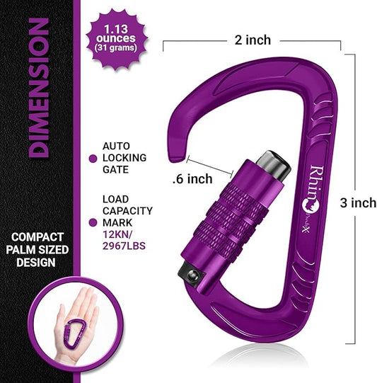 12kN (2697 lbs) Heavy Duty, Locking, Auto Locking, Wiregate Carabiner Clips, for Securing Pets, Outdoor, Camping, Hiking, Hammock, Dog Leash Harness, Keychains