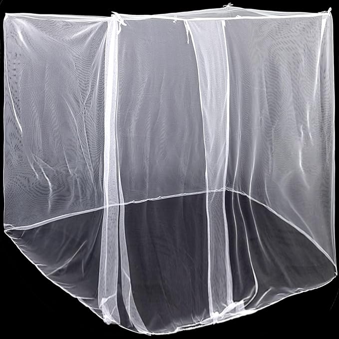 4 Corners Mosquito Net for Mosquiteros para Camas Bed Canopies Netting Bed Drapes Rectangular Mosquito Mesh for Camping Home Outdoor Travel Dormitory(White,L87 X W79 X H79 Inch)