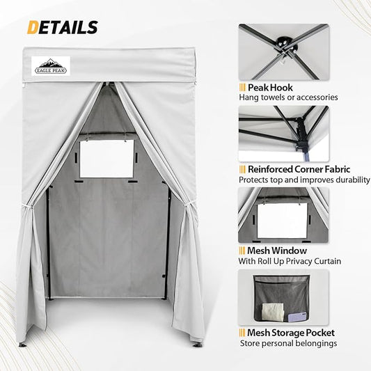 EAGLE PEAK Flex Compact 4x4 Pop-up Canopy Changing Room, Portable Privacy Dressing Room for Indoor Fashion Photoshoots, Camping, or Pool, White