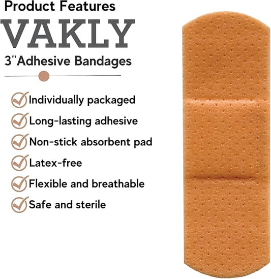 400 Sheer Plastic Flexible Adhesive Bandages with Non-Stick Pad - Strong Sterile 1’’x3’’ Bandage for Wound Care for First Aid Kits - Latex Free Long Lasting Protective Dressing for Cuts and Abrasions