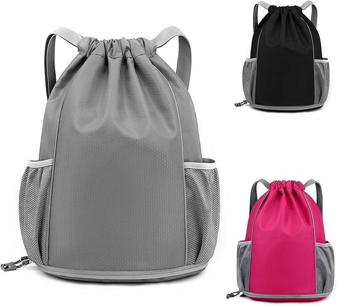 BLIRITEL Drawstring Backpack Sports Gym Bag, Soccer Backpack, Waterproof Soccer Bag for Men Women, String Basketball Bag Football Volleyball Backpack