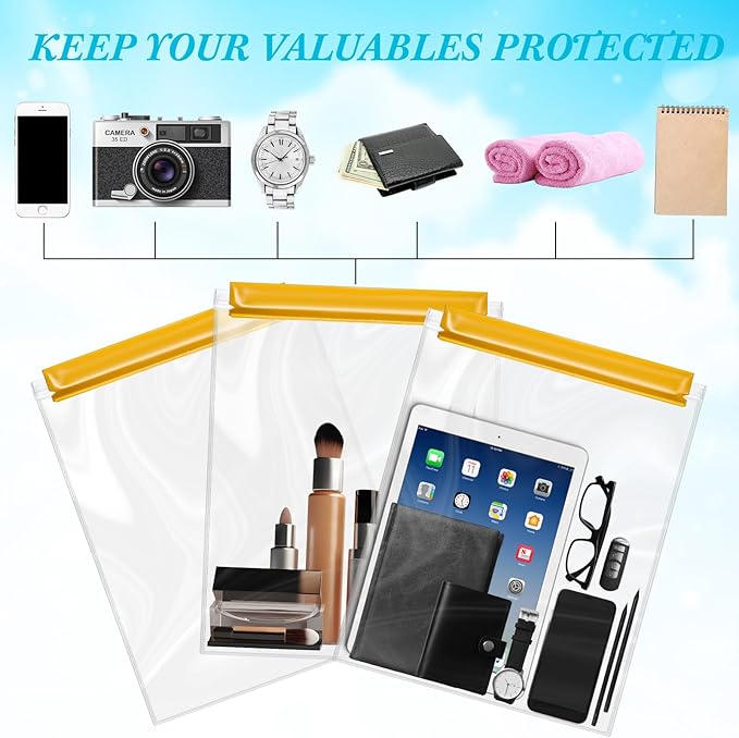 8 Pack Clear Waterproof Bags Large Water Tight Pouch Dry Bags 10 x 13 inches Waterproof Phone Cases Boating Pouch Holder for iPhone iPad Maps Camera Swimming Kayaking Hiking Fishing Beach