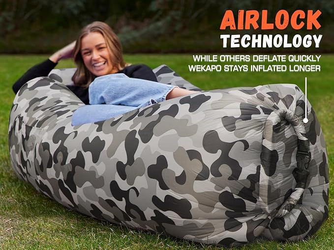 WEKAPO Inflatable Lounger Air Sofa Hammock-Portable,Water Proof& Anti-Air Leaking Design-Ideal Couch for Backyard Beach Traveling Camping Picnics & Music Festivals