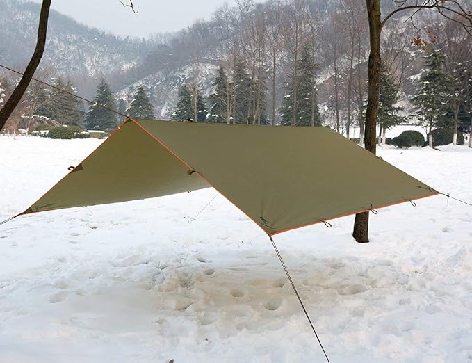 FREE SOLDIER Camping Tarp - Waterproof Portable Multifunctional Outdoor Traveling Awning Backpacking Shelter Rain Tarp (Brown 1313ft)