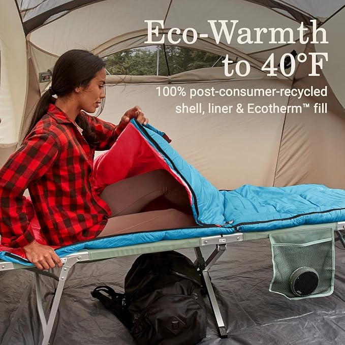 Coleman Flatlands Sleeping Bag, Made from 100% Recycled Material, Cool Weather Adult Sleep Sack