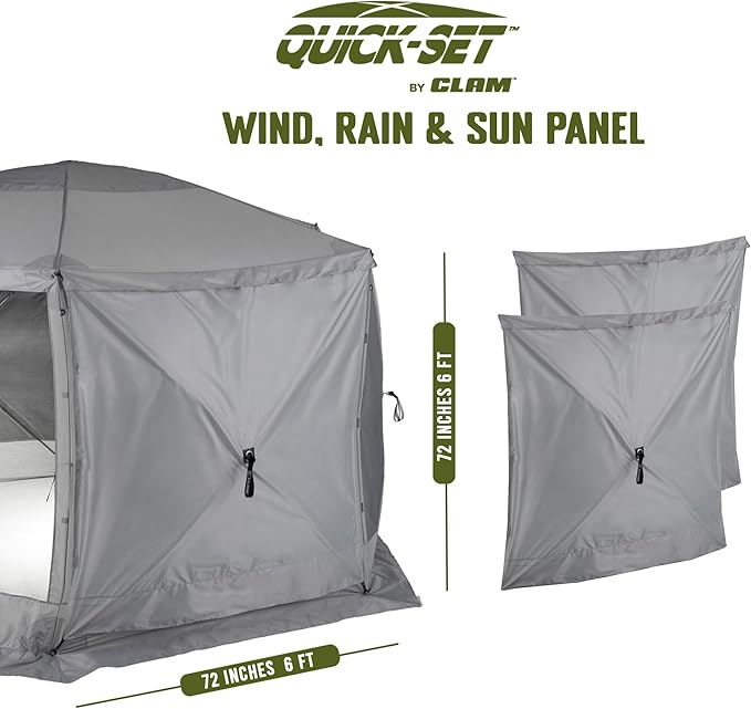 CLAM Quick Set Venture 9 x 9 Ft Portable Outdoor Camping Canopy Shelter, Gray + Clam Quick Set Screen Hub Gray Fabric, Accessory Only (6 Pack)