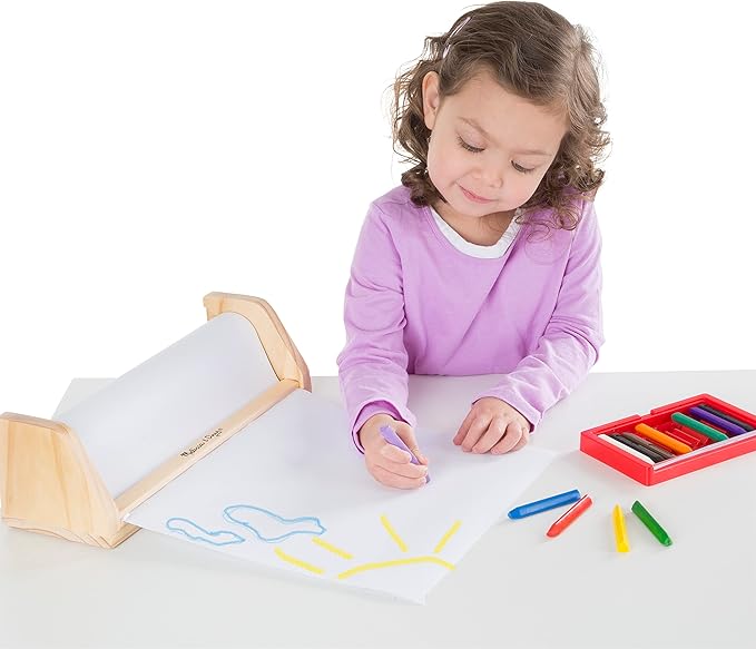 Melissa & Doug Wooden Tabletop Paper Roll Dispenser With White Bond Paper (12 inches x 75 feet) Drawing For Kids Art, Craft Roll For Kids
